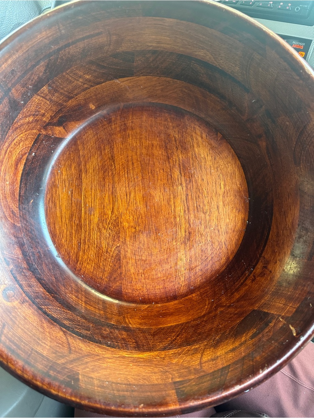 Handcrafted Brown Wooden Serving Bowl